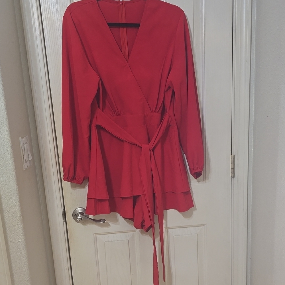 Elegant Red Wrap Dress